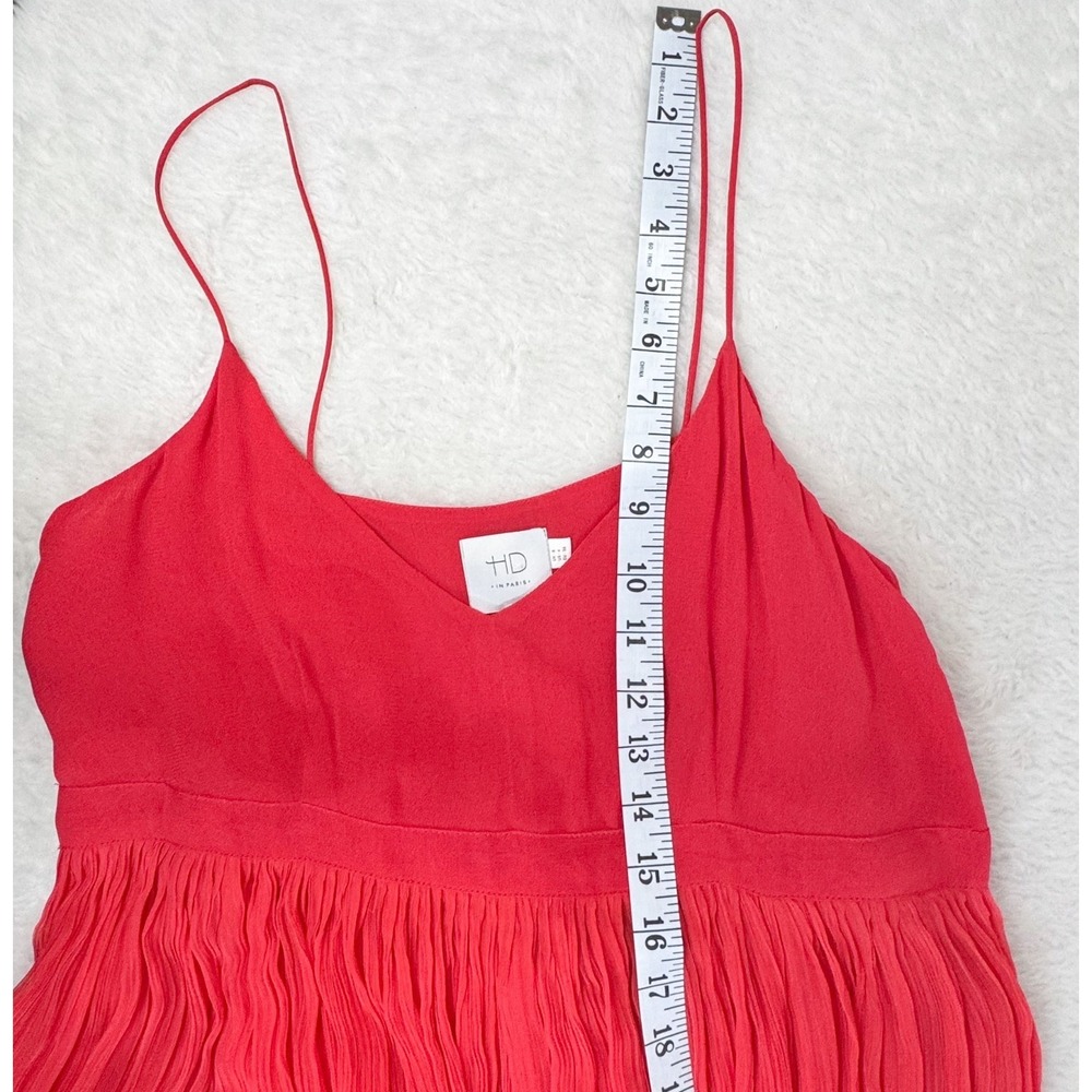 HD in Paris Anthropologie Dress Womens 4 Coral Red Pleated Midi Slip Cami - Picture 9 of 12